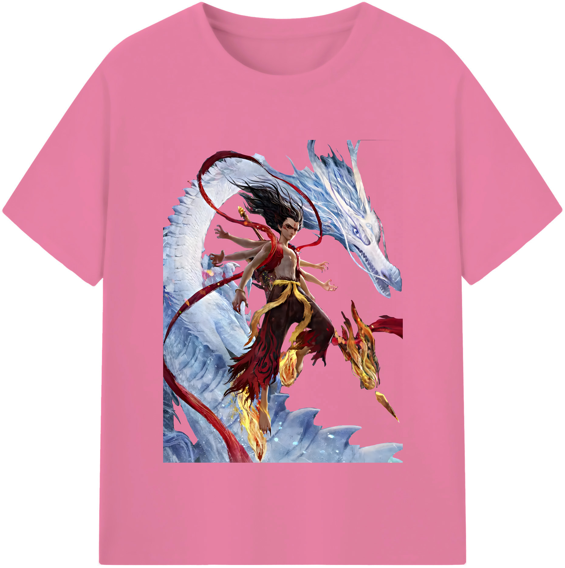 （画像用） Ne Zha 2 ナタ 魔童の大暴れ 綿100％半袖Tシャツ（フロントプリント）